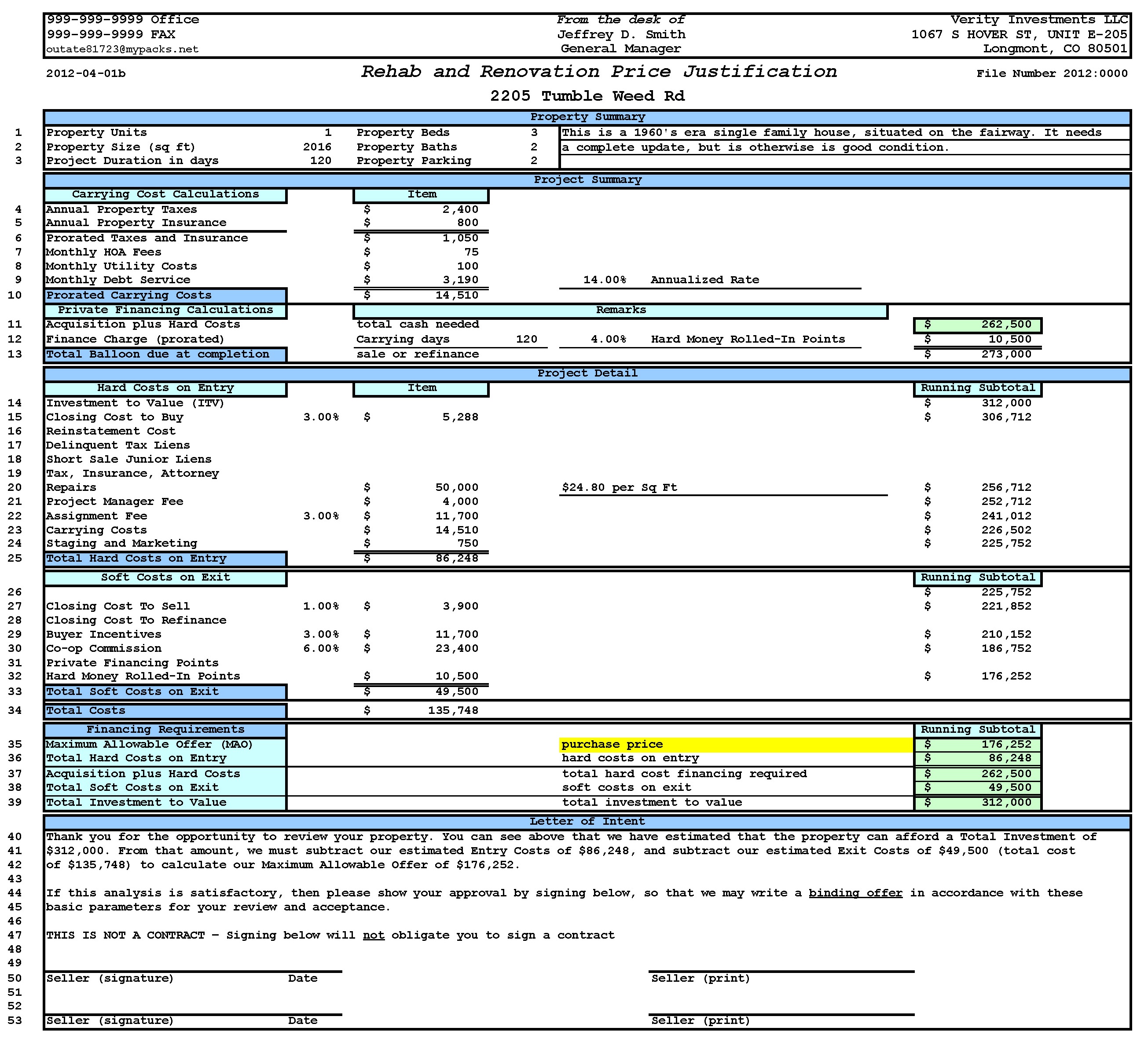 Property Analysis Worksheet Short Form | Ultimate Bargains LLC – A 