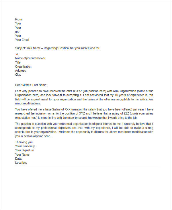 Counter Offer Letter Template   9+ Free Word, PDF Format Download 