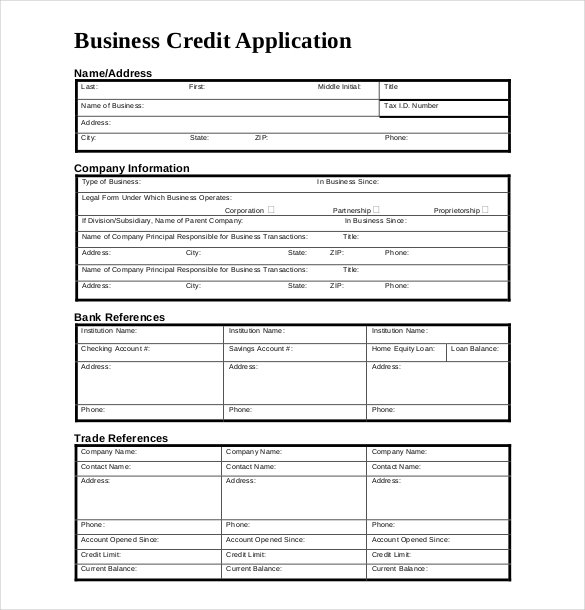 commercial credit application form   Mini.mfagency.co