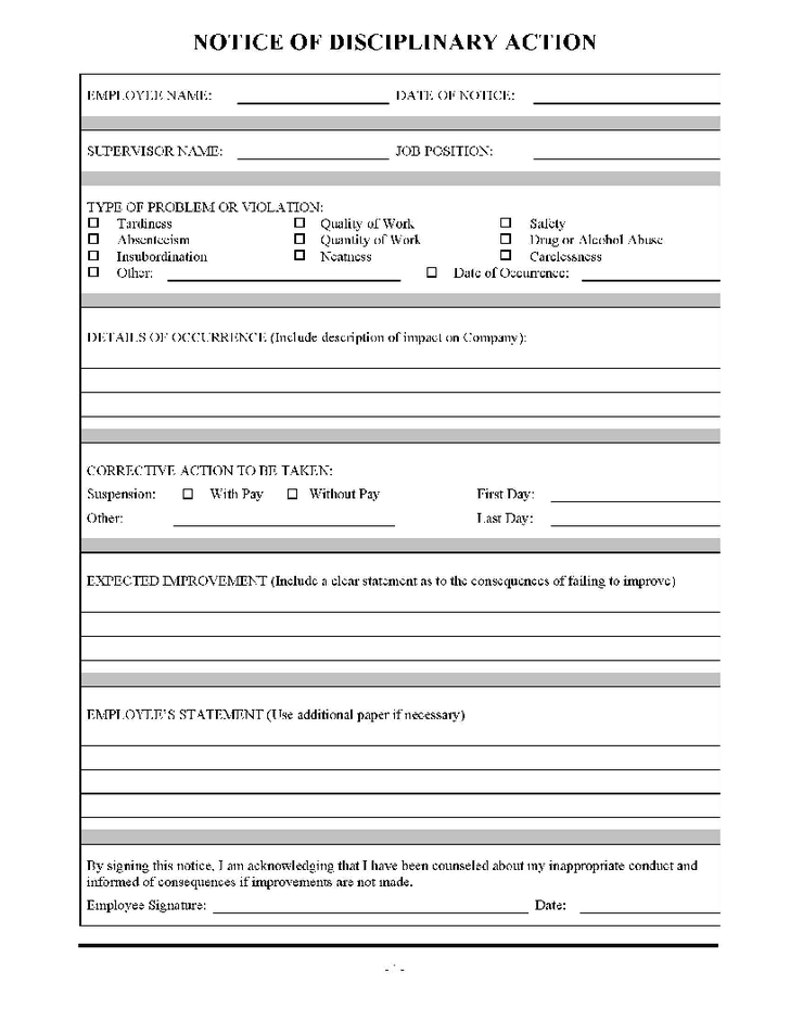 employee disciplinary form template   Ecza.solinf.co