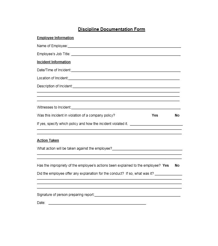 disciplinary forms for employees template 10 employees write up 