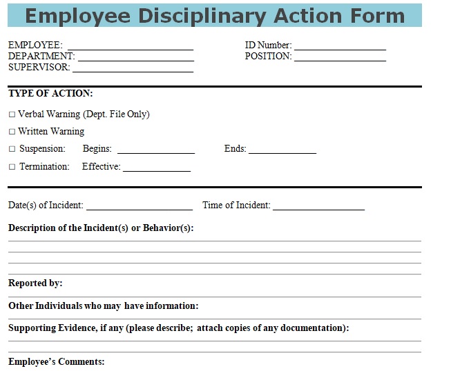 employee disciplinary action form doc   Ecza.solinf.co