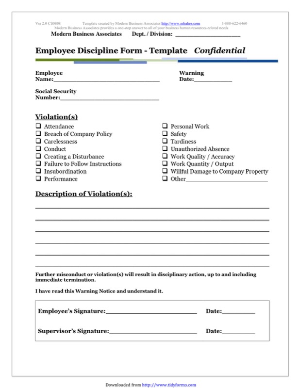 employee disciplinary write up form template employee write up 