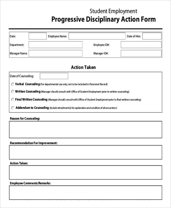 progressive discipline form template employee discipline form 6 