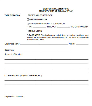 employee disciplinary action form template   Ecza.solinf.co