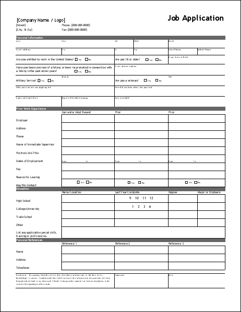 Job Application Template 18 Examples In Pdf Word Free Employment 