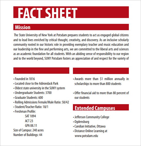 12 Fact Sheet Templates   Excel PDF Formats