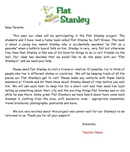 flat stanley template | Flat Stanley   Letter to Parents, Host 