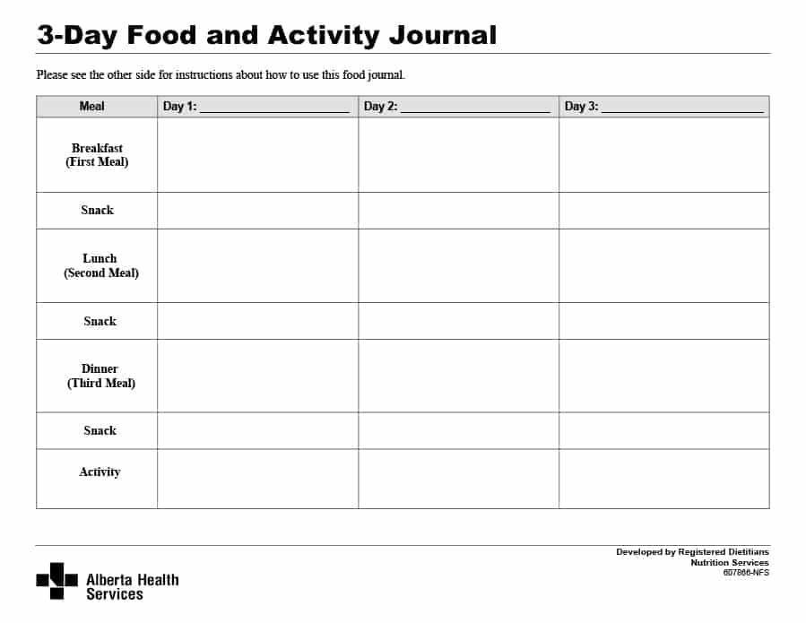 meal journal template   Ecza.solinf.co