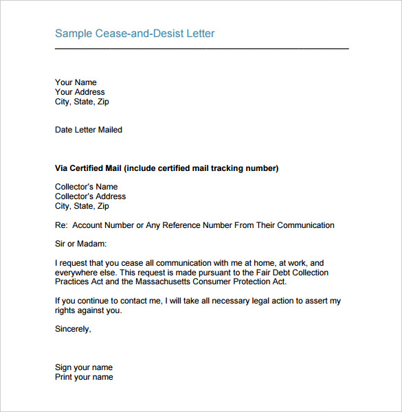 free cease and desist letter template cease and desist letter 