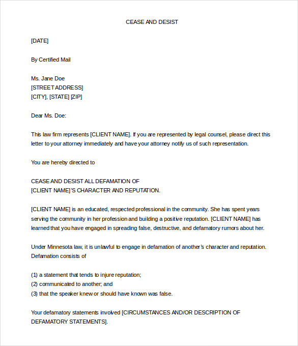 free cease and desist letter template cease and desist letter 