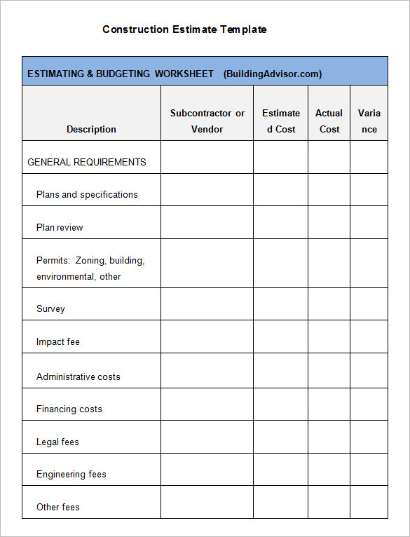6+ Contractor Estimate Templates PDF, DOC | Free & Premium Templates