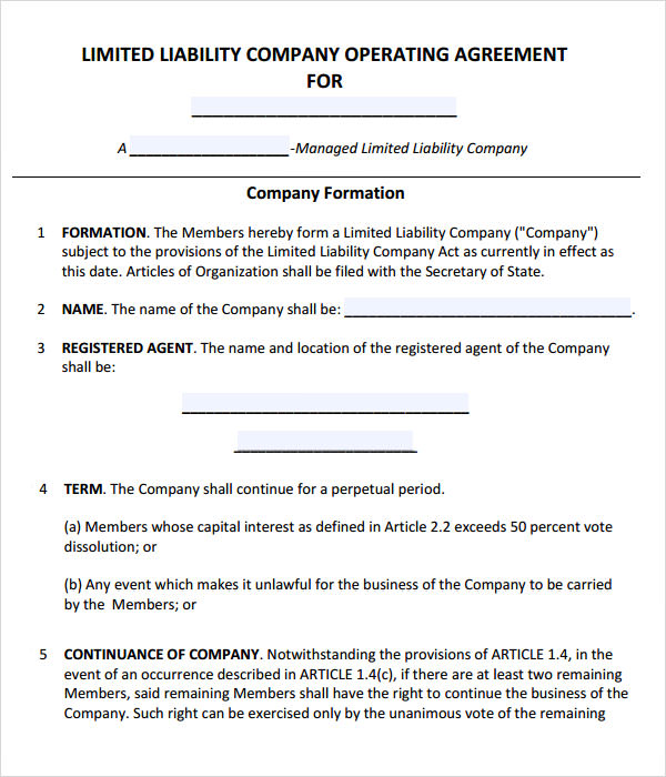 free operating agreement template llc partnership agreement 