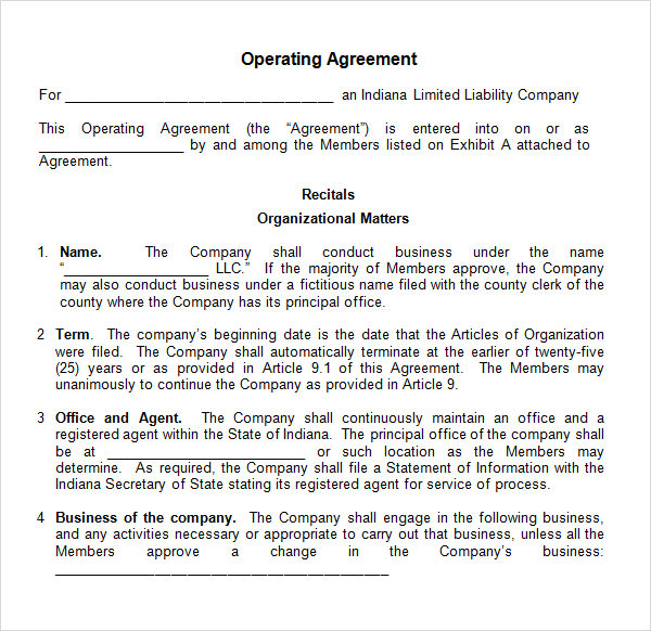 operating agreement corporation template operating agreement 