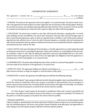 Editable Free printable cohabitation agreement   Fill, Print 