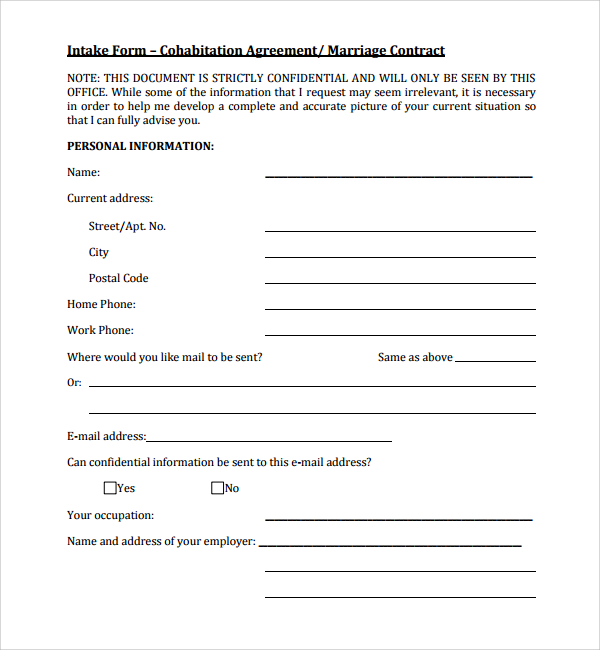 6+ Sample Cohabitation Agreements – PDF, DOC | Sample Templates
