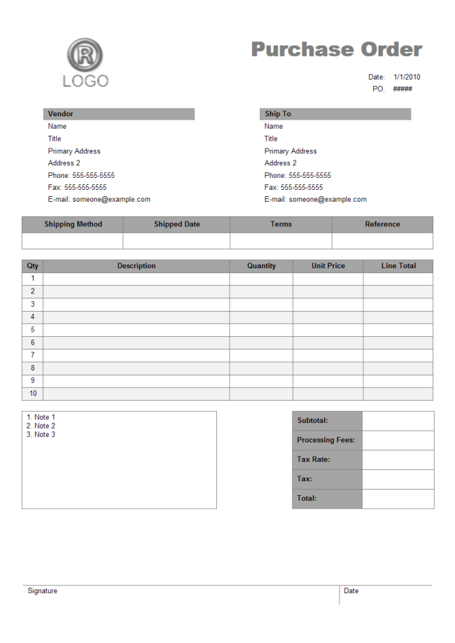 Purchase Order Free Purchase Order Templates Create An Order Form 