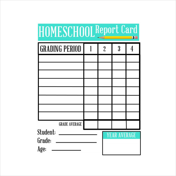 6+ Sample Homeschool Report Cards | Sample Templates