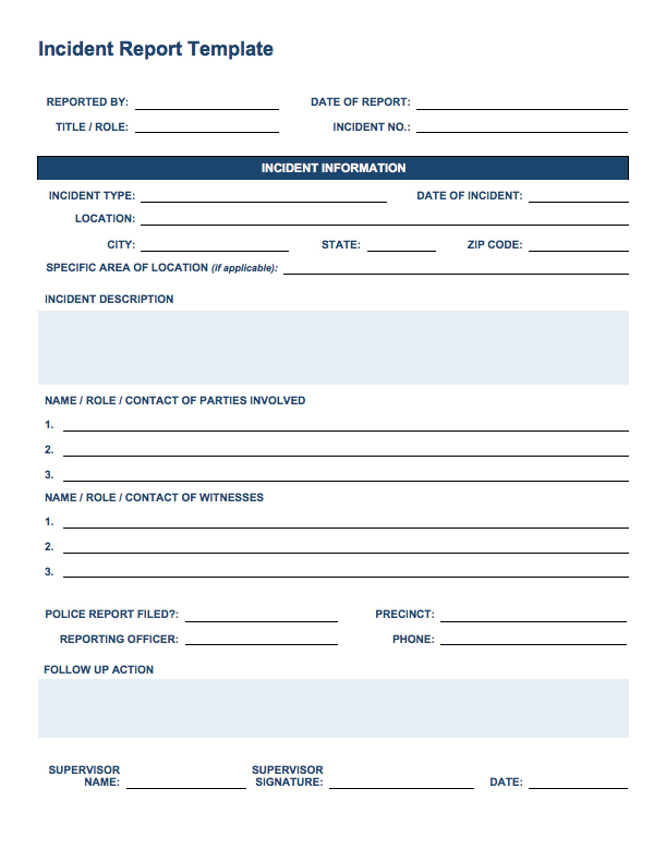 incident report word template   Ecza.solinf.co