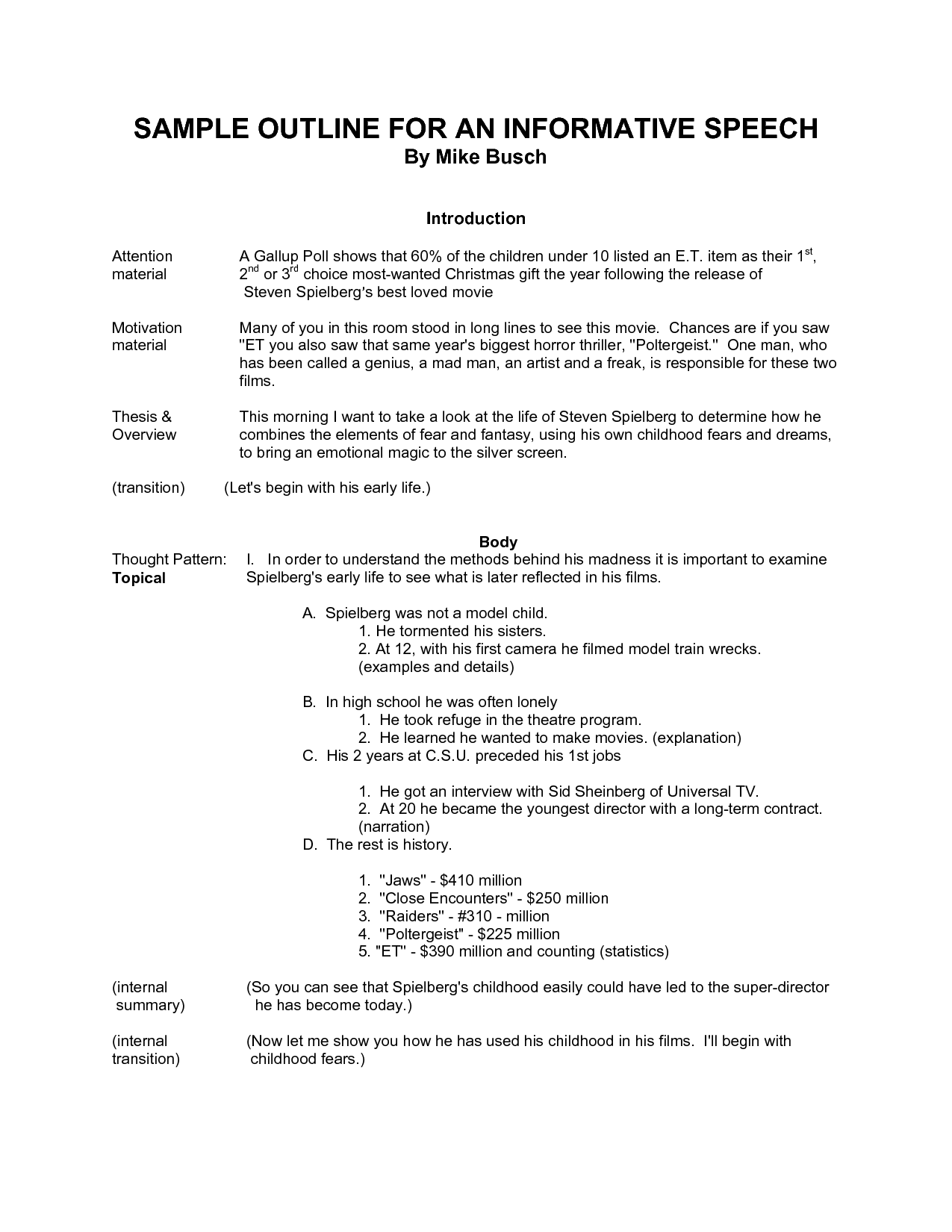 informative speech outline template   Ecza.solinf.co