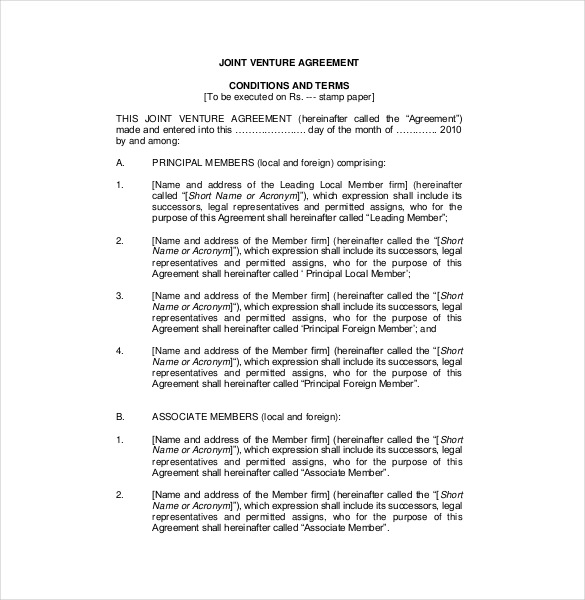 Joint Venture Agreement Template – 13+ Free Word, PDF Document 