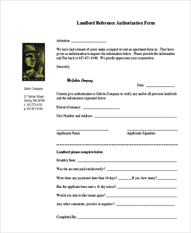 Sample Landlord Reference Form   7+ Free Documents in Word, PDF