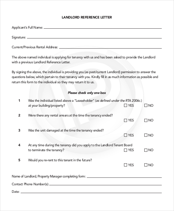 landlord reference form template landlord reference form 