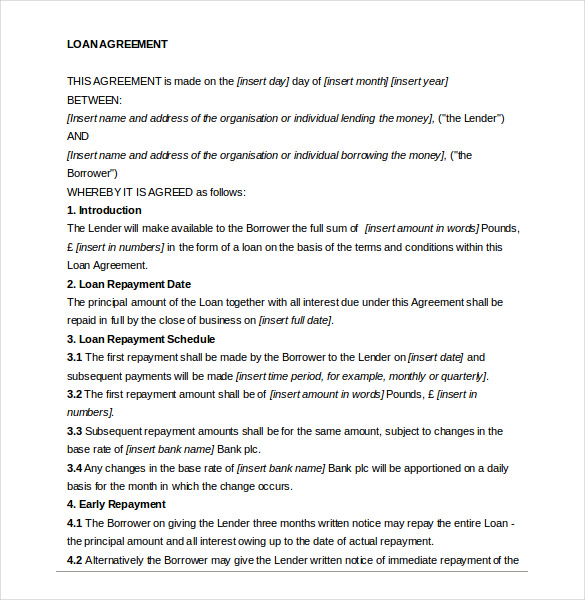 free loan agreements templates uk loan agreement template uk 14 