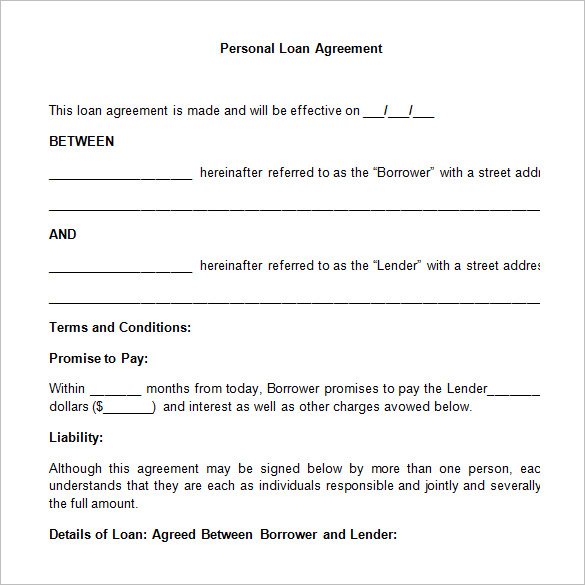 Generic Loan Agreement Template   Schreibercrimewatch.org