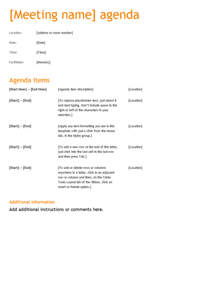 meeting agenda template word free   Ecza.solinf.co