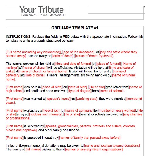 25+ Obituary Templates and Samples   Template Lab