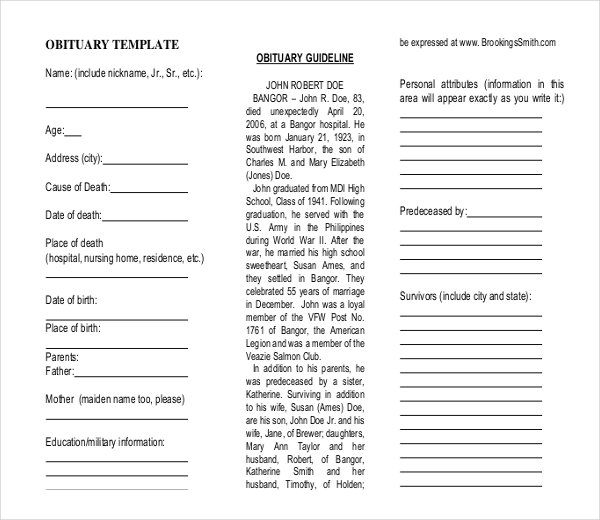 11+ Obituary Writing Template – Free Sample, Example Format 