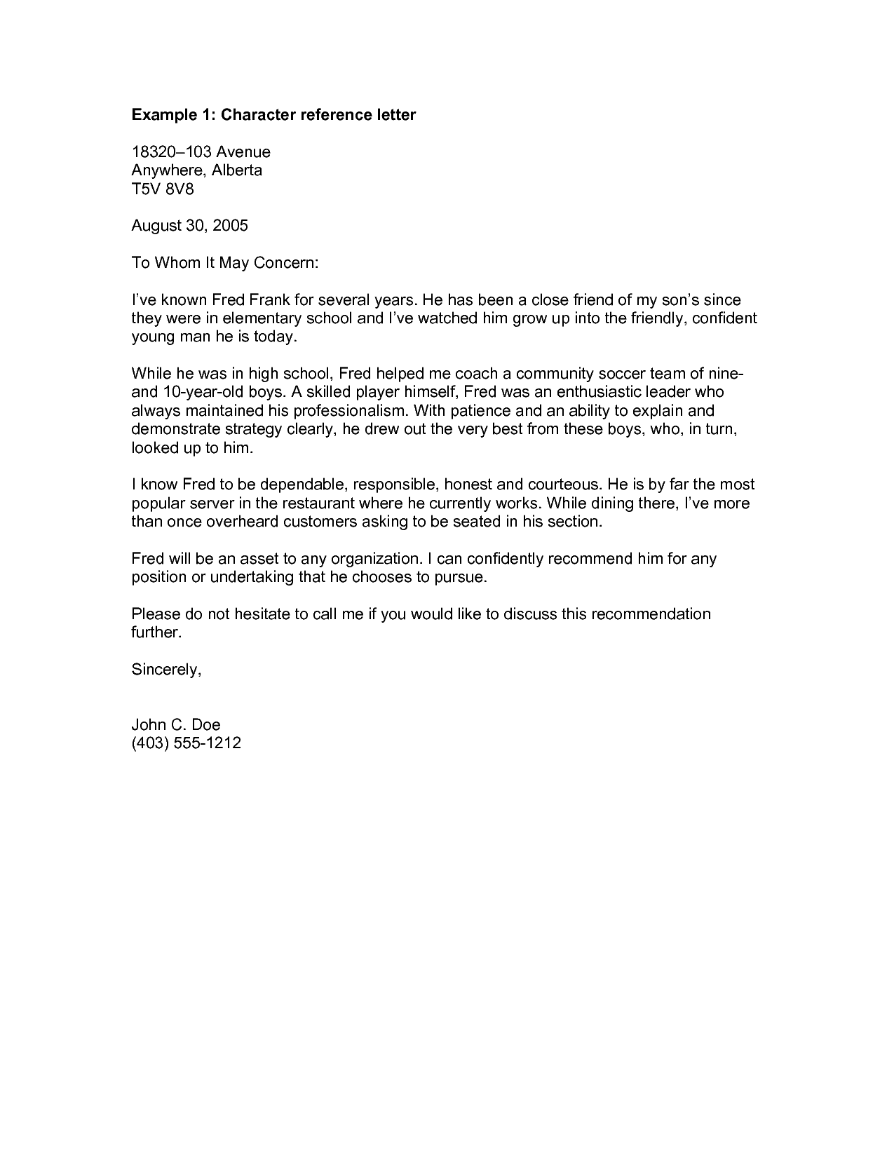 Recommendation Letter For A Friend Template 