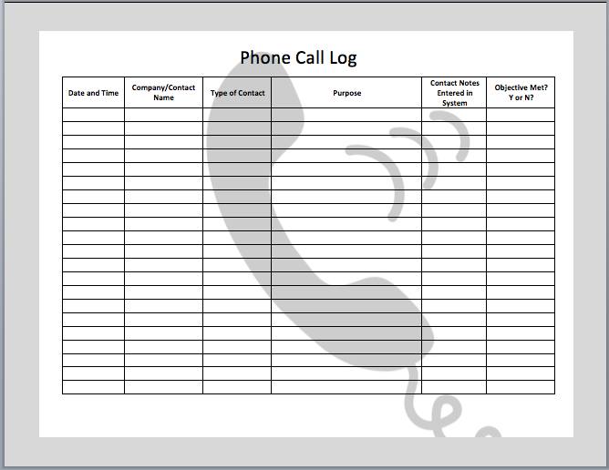 call log template word   Into.anysearch.co