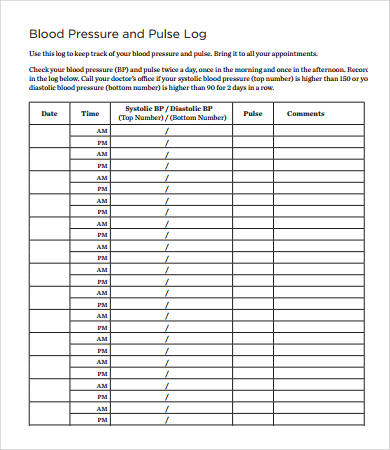 Sample Blood Pressure Log   7+ Free PDF Download Documents | Free 