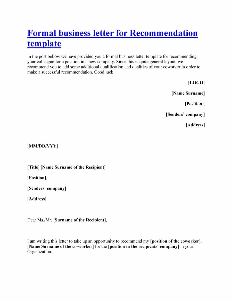 43 FREE Letter of Recommendation Templates & Samples
