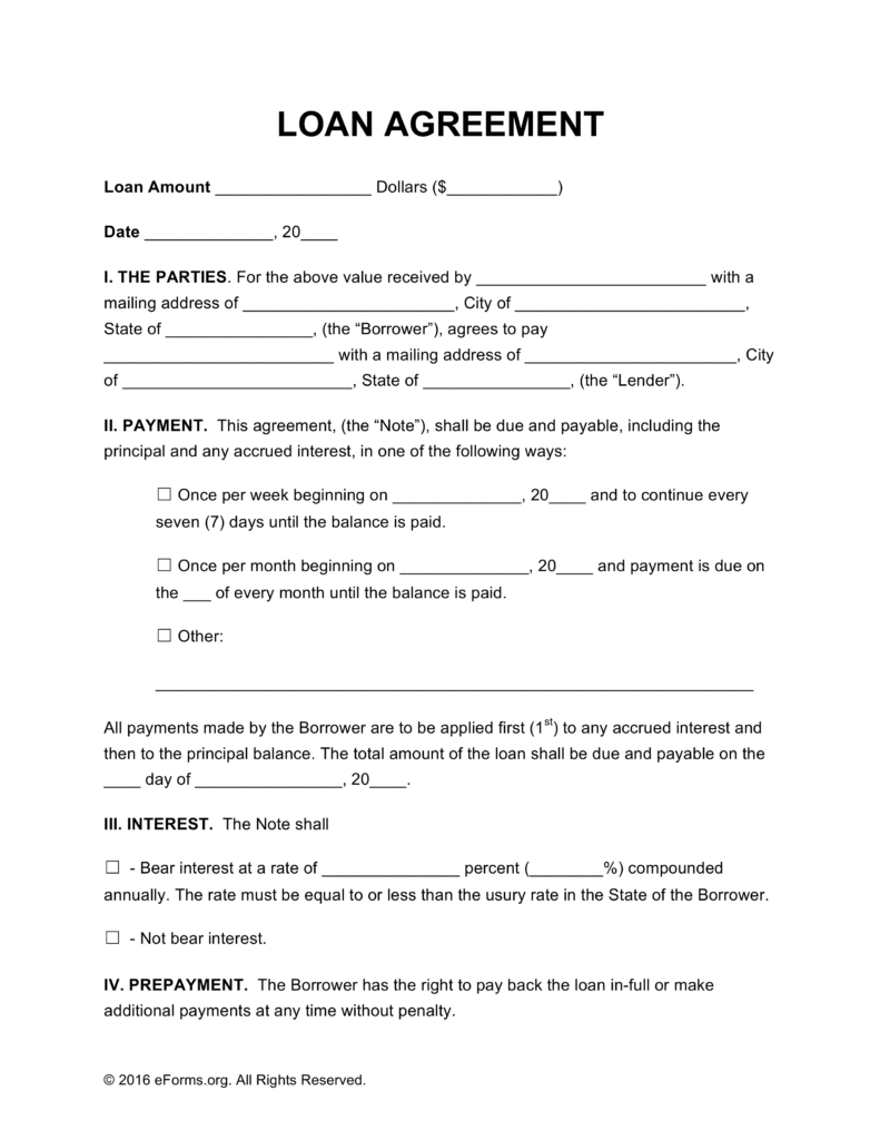 Free Loan Agreement Templates   PDF | Word | eForms – Free 