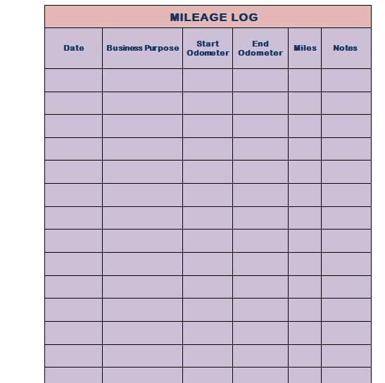 Vehicle Mileage Log   Expense Form   Free PDF Download