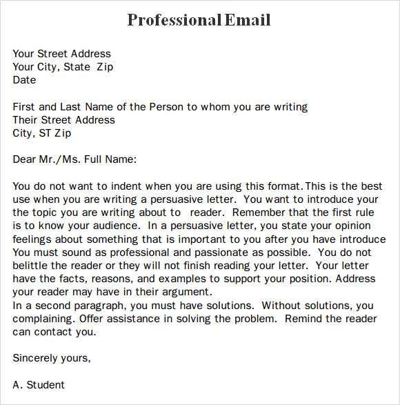 Professional Business Email Format Template Example Sample 