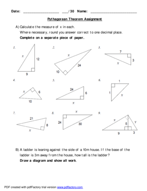 10+ Pythagorean Theorem Worksheet | Sample Templates