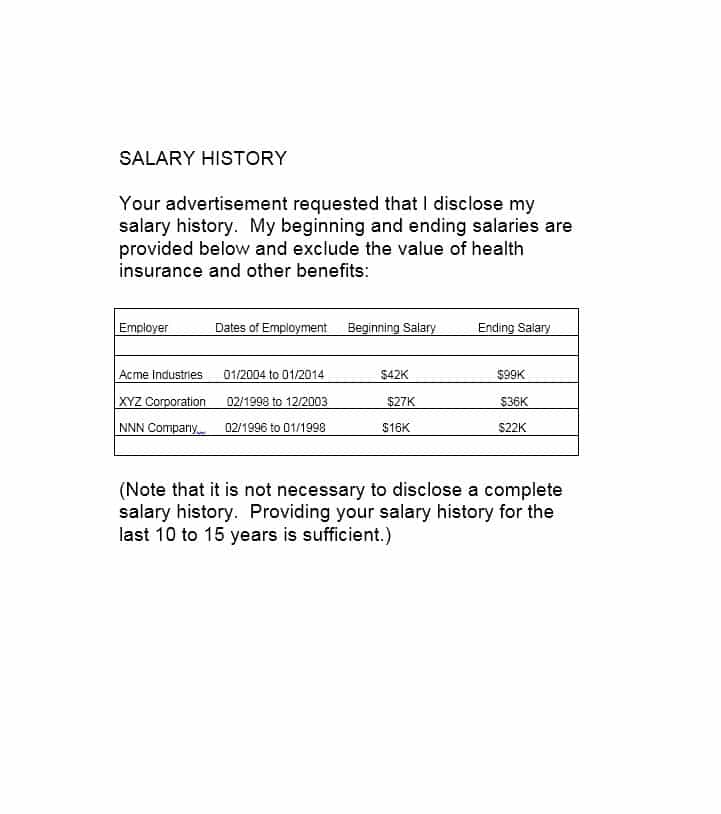 19 Great Salary History Templates & Samples   Template Lab