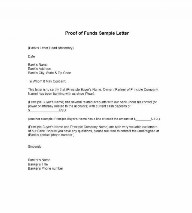 Sample proof of funds letter template 5213600   hitori49.info