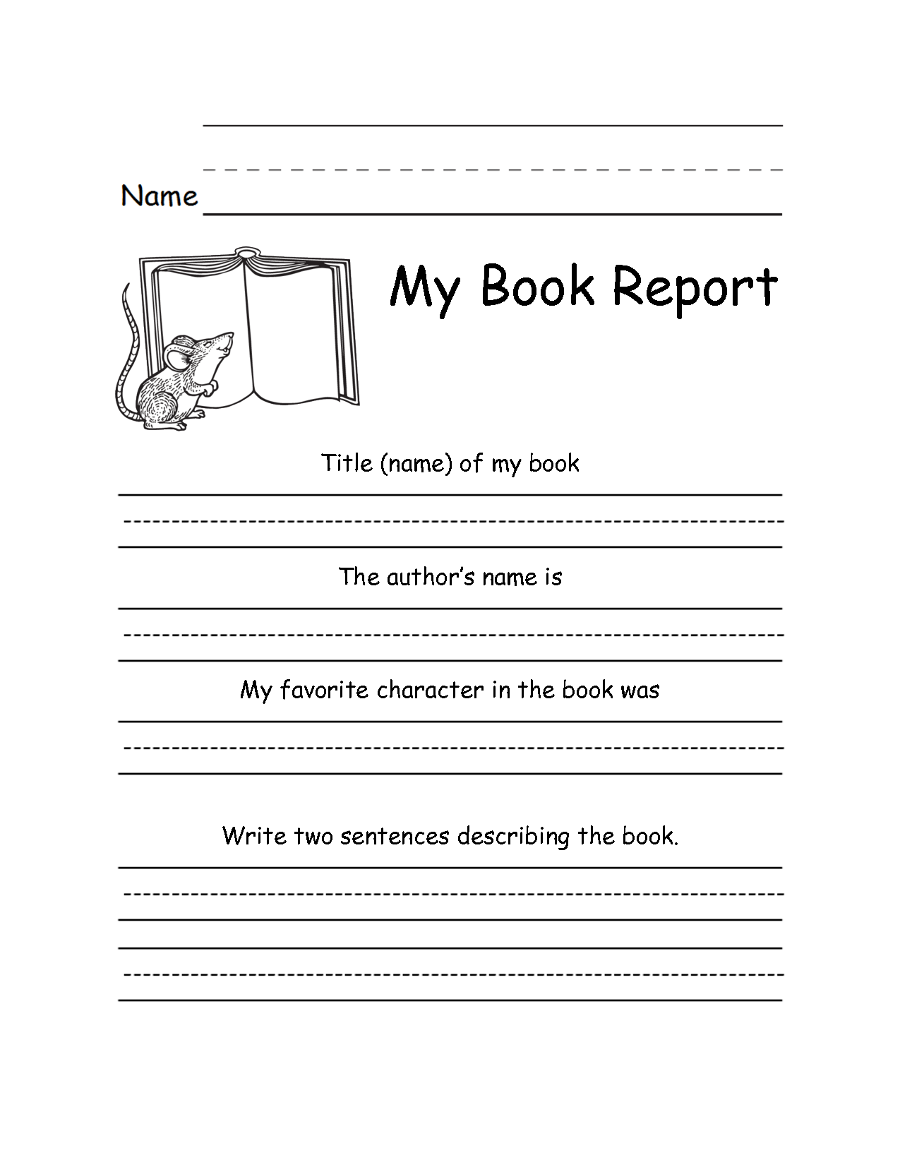 Simple book report form. Good summer activity for Daniel to 