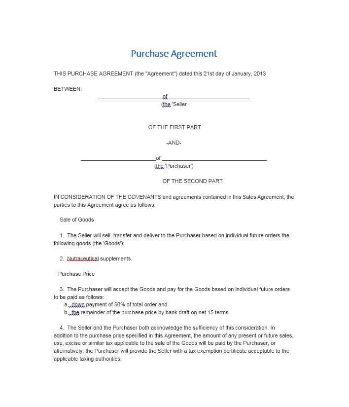 simple land purchase agreement template 37 simple purchase 