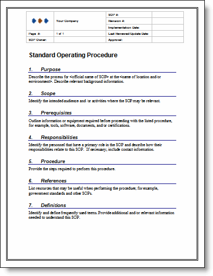 standard operating procedure template word   Ecza.solinf.co