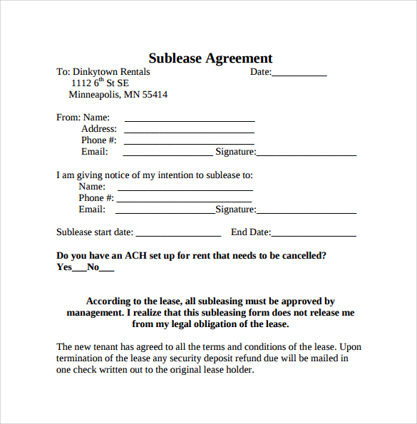 basic sublease agreement template subletting agreement template 