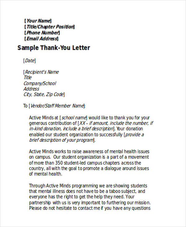 69+ Thank You Letter Examples