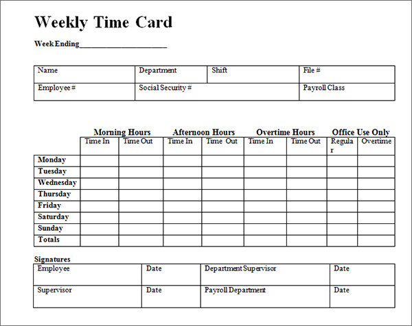 Time Card Samples Entertainment Payroll Sample Timecards Media 
