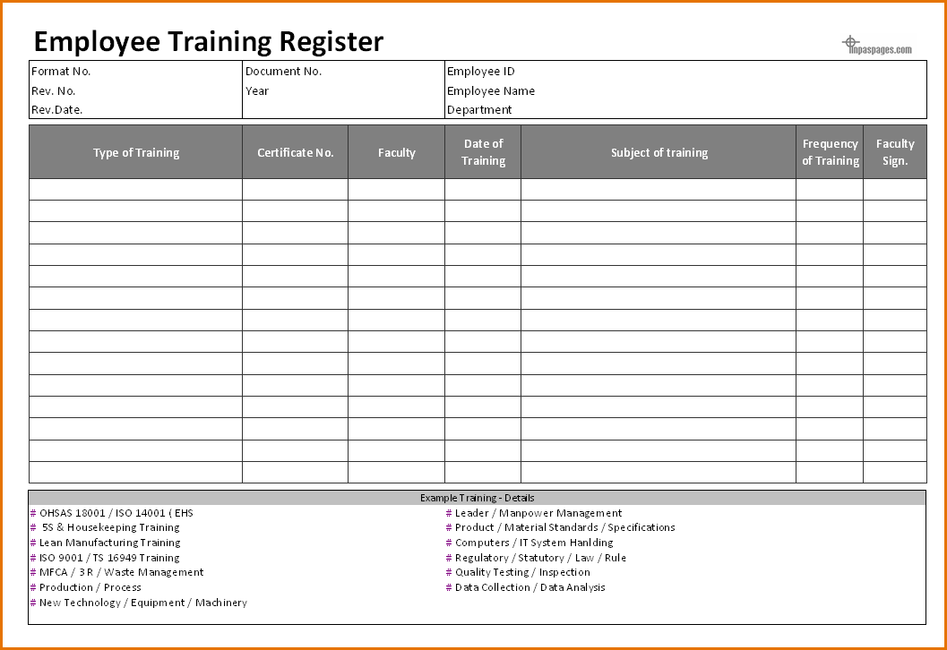 8+ training document template | Job Resumes Word