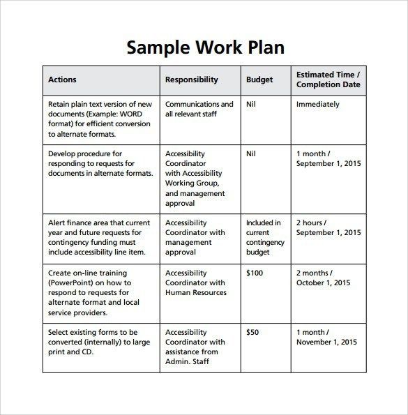 work plan proposal template sample work plan timeline templates 
